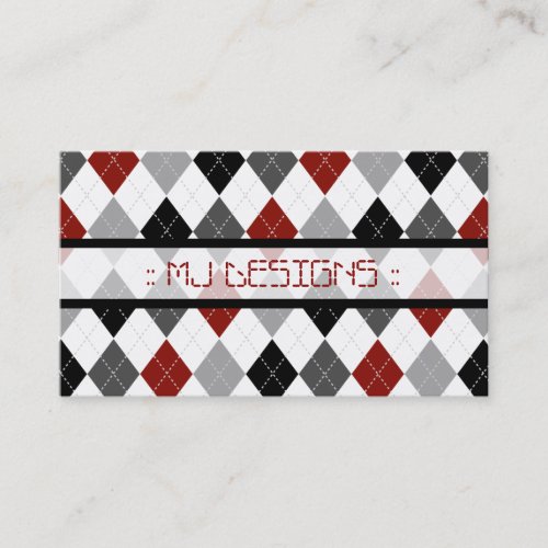 Preppy Argyle Diamond Pattern Business Card red Business Card