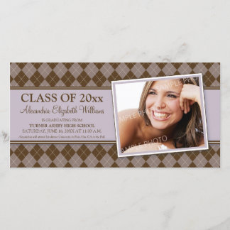 Preppy Argyle Graduation Announcement (lilac)