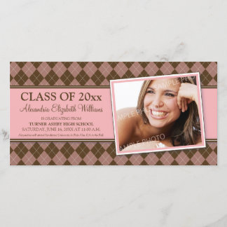 Preppy Argyle Graduation Announcement (pink)
