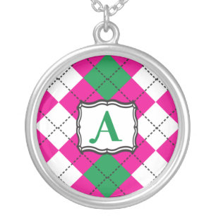 Preppy Argyle Monogram Necklace