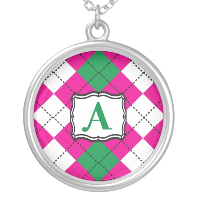 Preppy Argyle Monogram Necklace (Front)