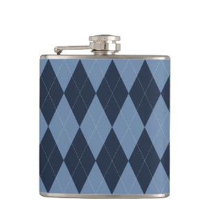 Preppy Argyle Navy & Blue Personalized Groomsmen Flask