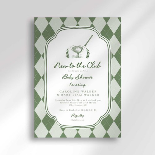 Preppy Argyle New to the Club Golf Baby Shower