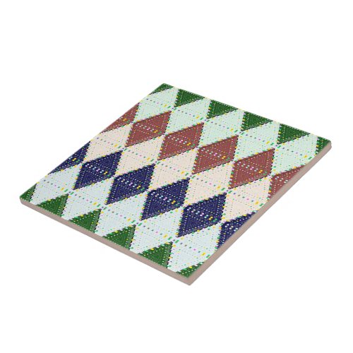 Preppy Argyle Pattern Ceramic Tile