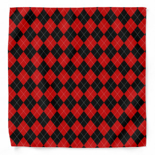 Preppy Argyle Tartan Diamond Plaid Red Black Bandana