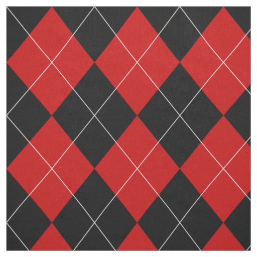 Preppy Argyle Tartan Diamond Plaid Red Black Fabric