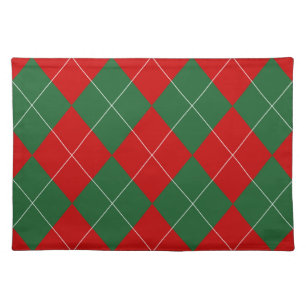 Preppy Argyle Tartan Diamond Plaid Red Green Cloth Placemat