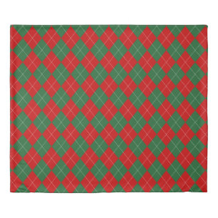 Preppy Argyle Tartan Diamond Plaid Red Green Duvet Cover
