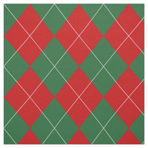 Preppy Argyle Tartan Diamond Plaid Red Green Fabric