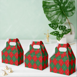 Preppy Argyle Tartan Diamond Plaid Red Green Favor Boxes