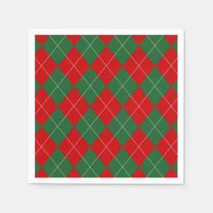 Preppy Argyle Tartan Diamond Plaid Red Green Napkins