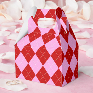 Preppy Argyle Tartan Diamond Plaid Red Pink Favor Boxes