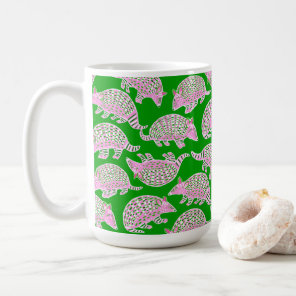 Preppy Armadillos Pink Green  Coffee Mug