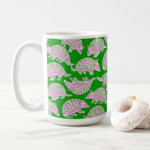 Preppy Armadillos Pink Green  Coffee Mug