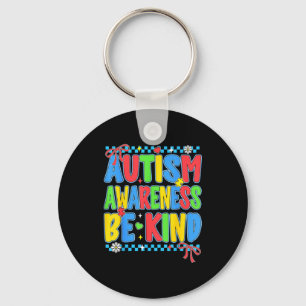 Preppy autism awareness be kind for teacher women keychain