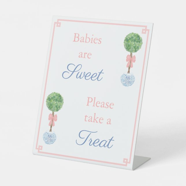 Preppy Babies Are Sweet Take a Treat Favor Table Pedestal Sign (Front)