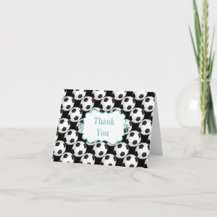 Preppy Baby Boy Soccer Shower Letterpress Thank You Card