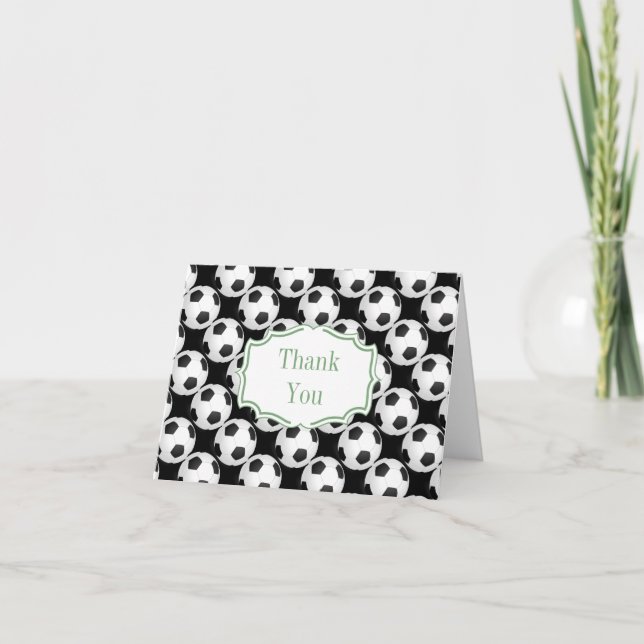 Preppy Baby Boy Soccer Shower Thank You Card (Front)