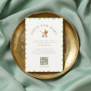 Preppy Baby Carriage Grandmillennial Baby Shower Enclosure Card