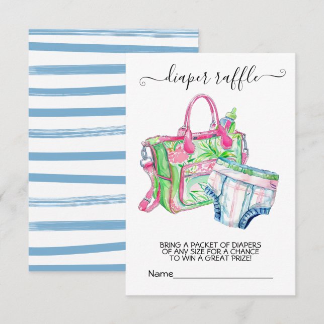 Preppy Baby Shower diaper raffle card (Front/Back)