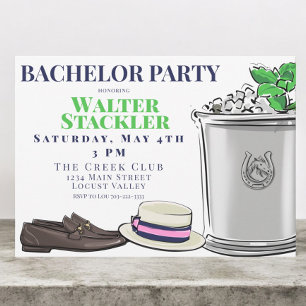 Preppy Bachelor Party Derby Mint Julep Invitation