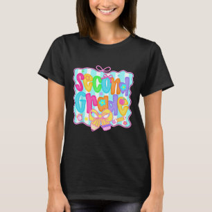 Preppy Back To School 2nd Grade Coquette Bow Girls T-Shirt