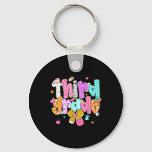 Preppy Back To School 3rd Grade Coquette Bow Girls Keychain