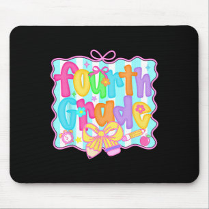 Preppy Back To School 4th Grade Coquette Bow Girls Mouse Pad