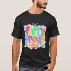 Preppy Back To School 5th Grade Coquette Bow Girls T-Shirt