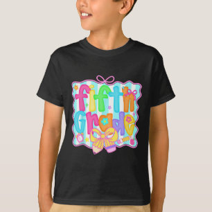 Preppy Back To School 5th Grade Coquette Bow Girls T-Shirt