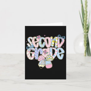 Preppy Back To School Floral 2nd Grade Coquette Gi Card