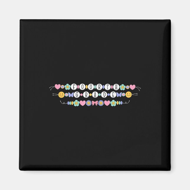 Preppy Back To School Fourth Grade Bracelet Teache Magnet (Front)