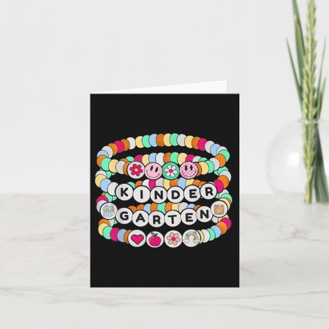 Preppy Back To School Kindergarten Bracelet Teache Card (Front)