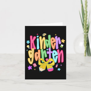 Preppy Back To School Kindergarten Coquette Bow Gi Card
