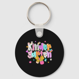 Preppy Back To School Kindergarten Coquette Bow Gi Keychain