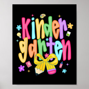 Preppy Back To School Kindergarten Coquette Bow Gi Poster