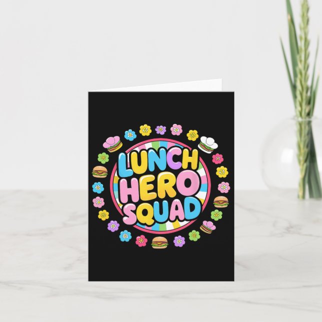 Preppy Back To School Lunch Lady Squad Lunch Hero  Card (Front)