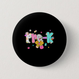 Preppy Back To School Pre-k Cute Coquette Bow Girl Button