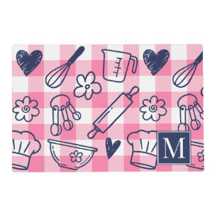 Preppy Baking Pink Gingham Placemat
