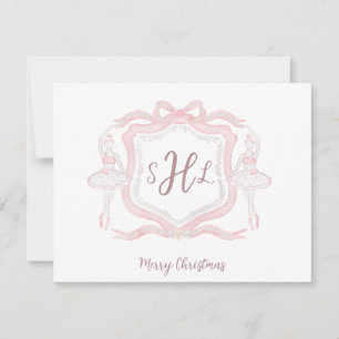 Preppy Ballet Monogram Photo Christmas Card