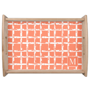 Preppy Bamboo – Coral Coastal Monogram Serving Tray