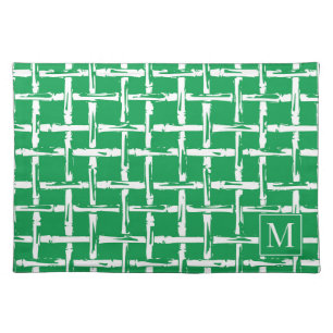 Preppy Bamboo – Green Coastal Monogram Cloth Placemat
