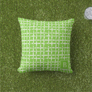 Preppy Bamboo – Lime Coastal Monogram Outdoor Pillow
