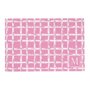Preppy Bamboo – Pink Coastal Monogram Placemat