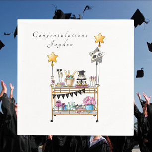Preppy Bar Cart Graduation   Custom Congratulation Napkins