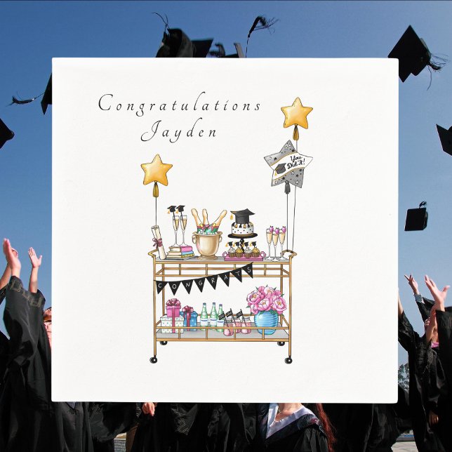 Preppy Bar Cart Graduation | Custom Congratulation Napkins (Creator Uploaded)