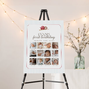 Preppy Baseball First Birthday Classic Milestone Foam Board