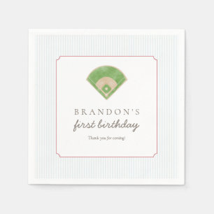 Preppy Baseball First Birthday Rookie One Party Napkins