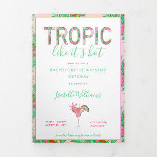 Preppy Beach Bachelorette Itinerary Tri-Fold Invitation