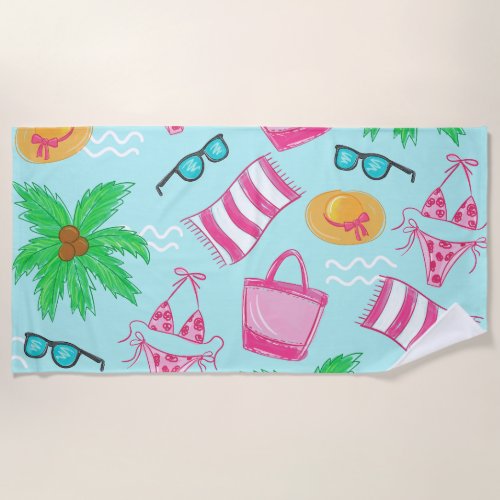 Preppy Beach Bikini Towel Palm Tree Beach Towel